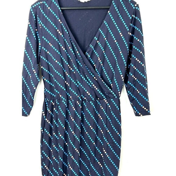 Boden Cressida Faux Wrap Dress Sz 6R Blue Elastic Waist Pockets Modal Cotton E2 - Picture 5 of 11